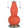 Daring Orange Gourd-Shaped Table Lamp with Alabaster Shade