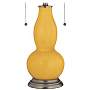 Goldenrod Gourd-Shaped Table Lamp with Alabaster Shade