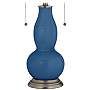 Regatta Blue Gourd-Shaped Table Lamp with Alabaster Shade