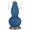 Regatta Blue Gourd-Shaped Table Lamp with Alabaster Shade