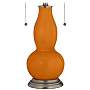 Cinnamon Spice Gourd-Shaped Table Lamp with Alabaster Shade