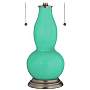 Turquoise Gourd-Shaped Table Lamp with Alabaster Shade
