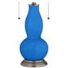 Royal Blue Gourd-Shaped Table Lamp with Alabaster Shade