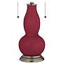 Antique Red Gourd-Shaped Table Lamp with Alabaster Shade