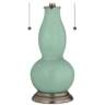 Grayed Jade Gourd-Shaped Table Lamp with Alabaster Shade