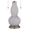 Swanky Gray Gourd Tiffany-Style Table Lamp with Rose Bloom Shade