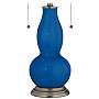 Hyper Blue Gourd-Shaped Table Lamp with Alabaster Shade
