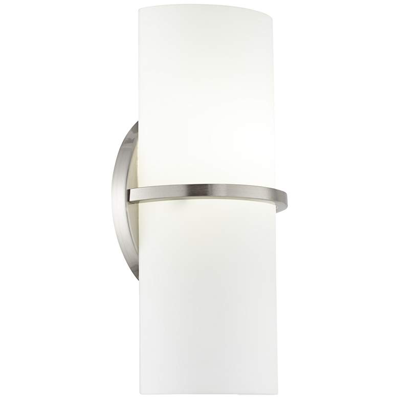 Image 1 8F052 - Polished Nickel Half-Round Etched Opal Wall Sconce