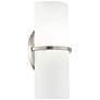 8F052 - Polished Nickel Half-Round Etched Opal Wall Sconce
