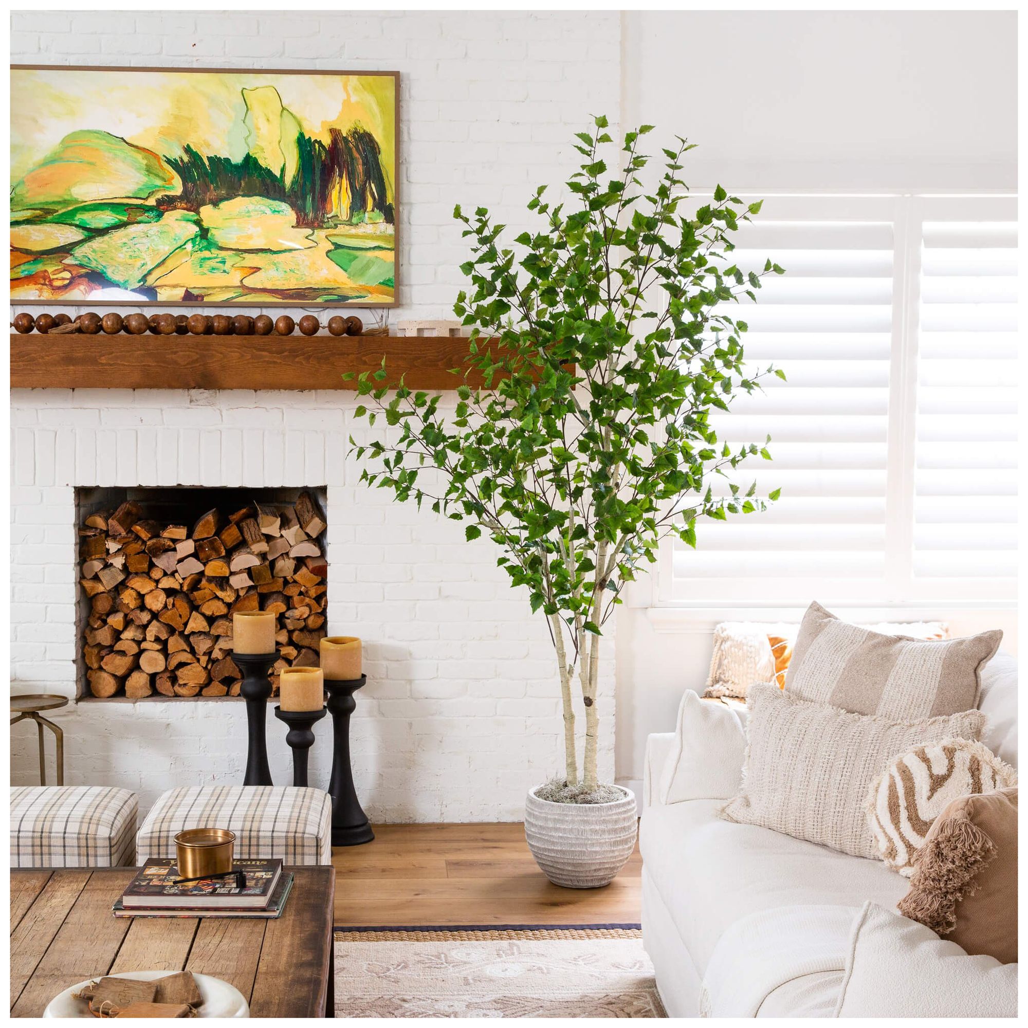 8ft. Artificial Birch Tree with Real Touch Leaves