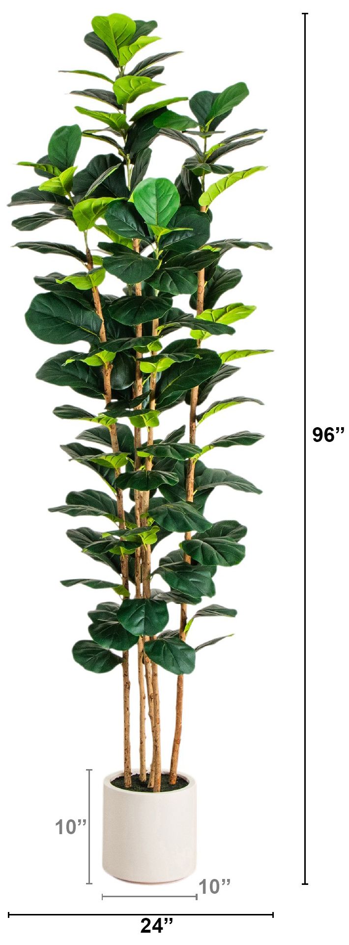 Image 3 8ft. Artificial Fiddle Leaf Tree in Decorative White Planter more views