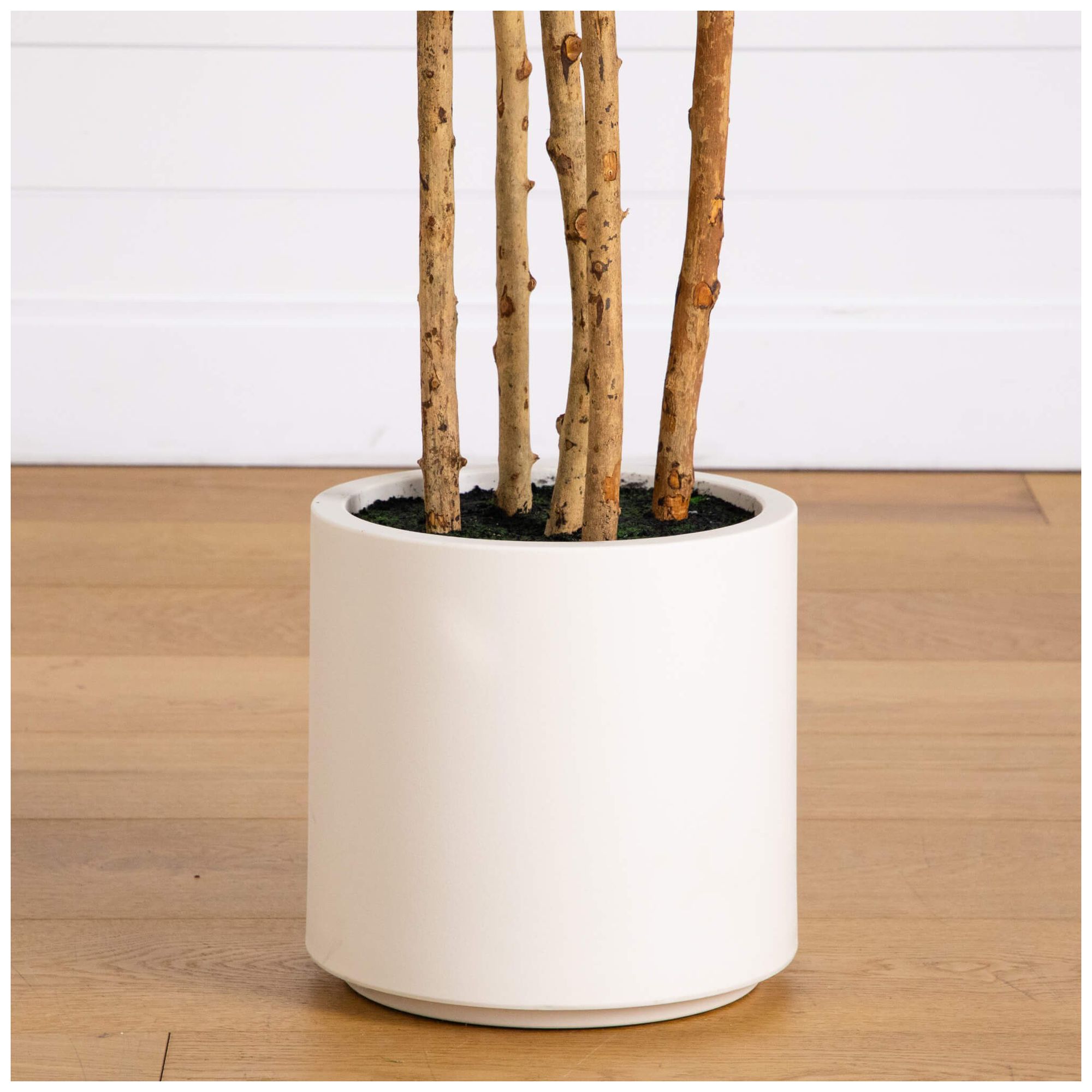 Image 6 8ft. Artificial Fiddle Leaf Tree in Decorative White Planter more views