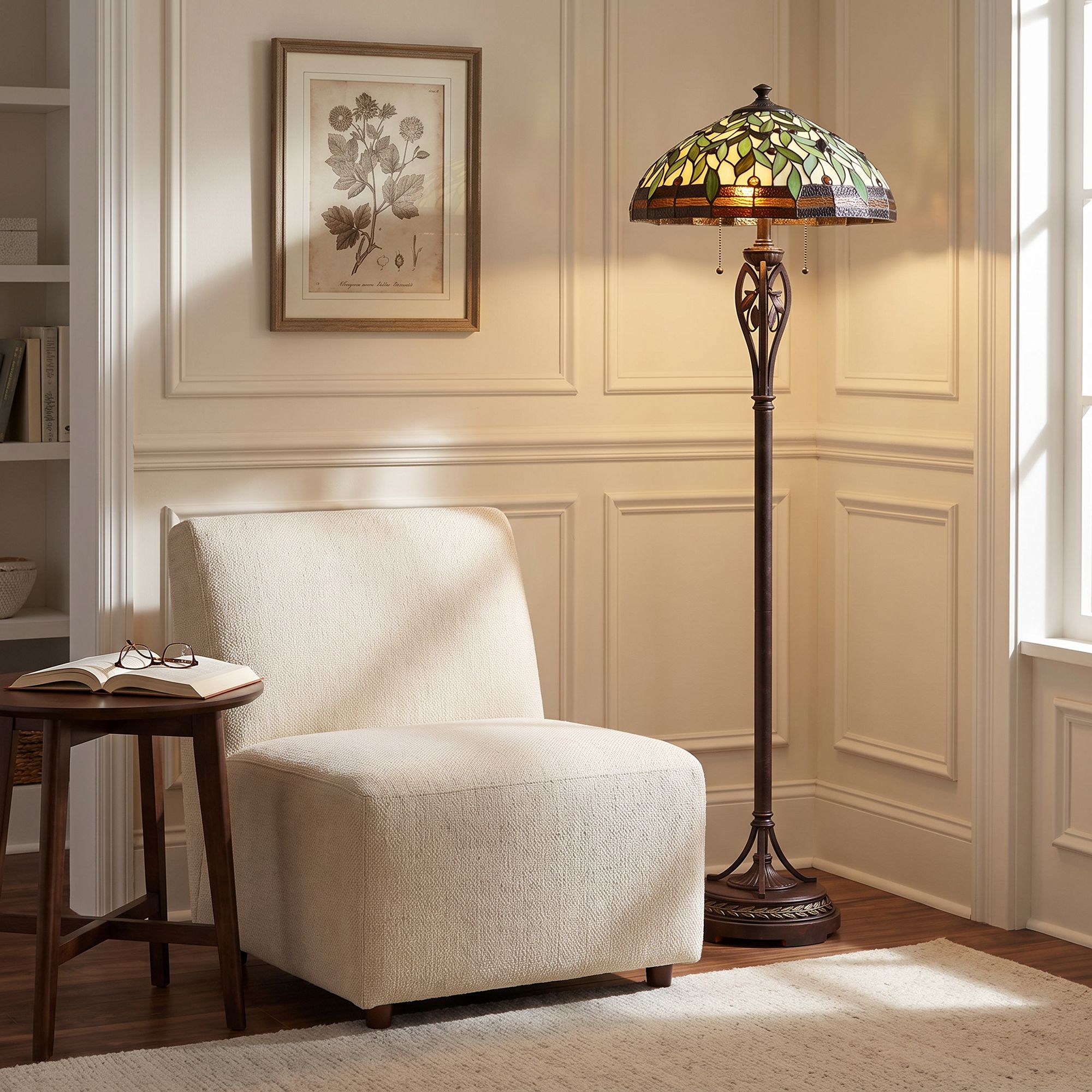 Robert Louis Tiffany Leaf and Vine 60" Tiffany-Style Floor Lamp in scene