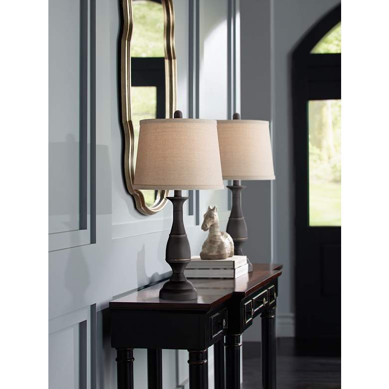 Image 1 Regency Hill Ben 25" Dark Bronze Metal Traditional Lamps Set of 2 in scene