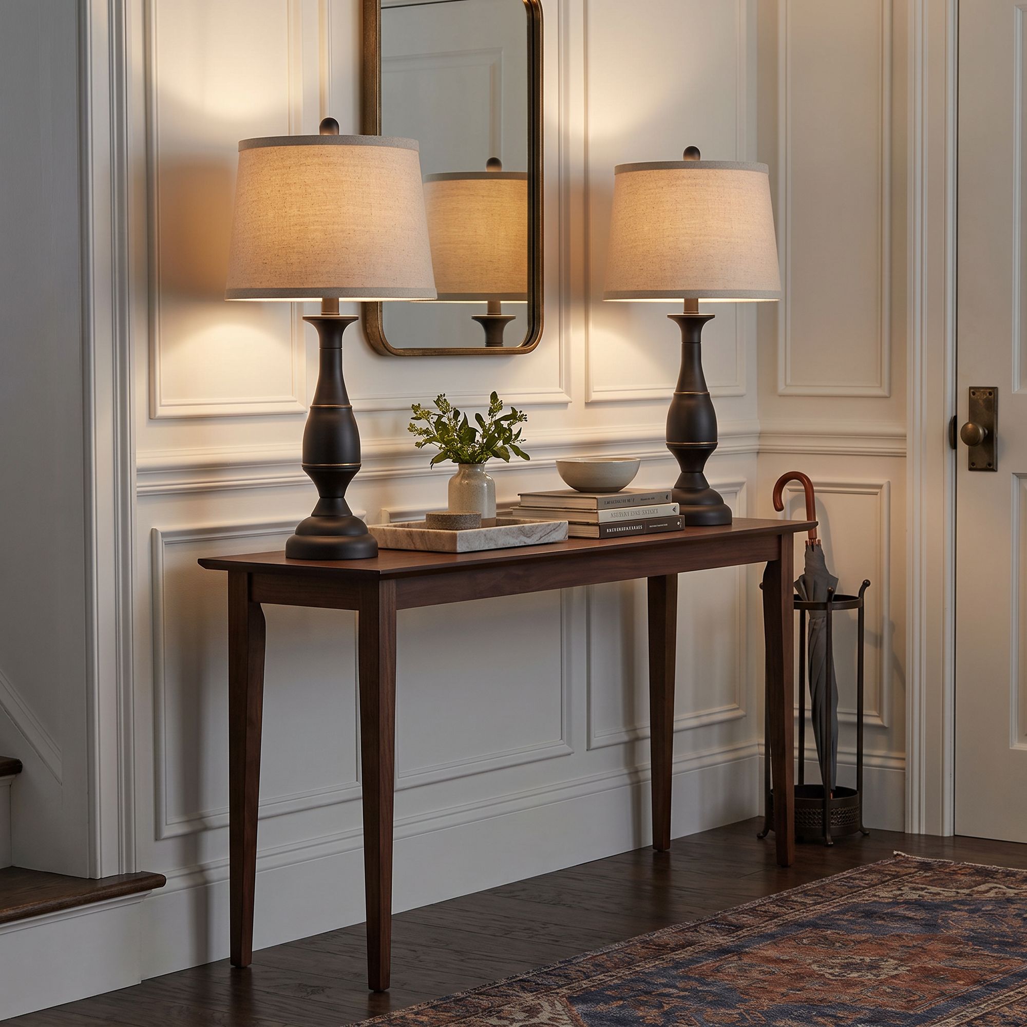 Image 1 Regency Hill Ben 25" Dark Bronze Metal Traditional Lamps Set of 2 in scene