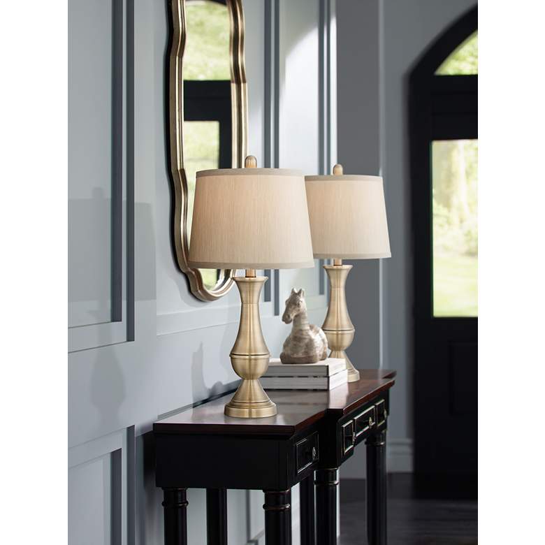 Image 1 Regency Hill Becky 24 3/4" Antique Brass Metal Table Lamp Set of 2 in scene