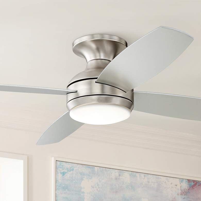 Image 1 52" Casa Elite Brushed Nickel LED Hugger Ceiling Fan with Remote in scene