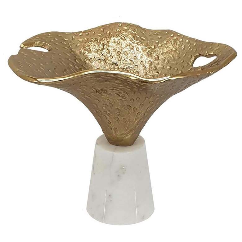 Image 1 9.1" High Gold And White Aluminum Calla Lily Sculpture