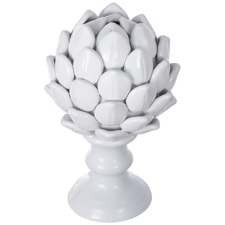 Image 1 9.1 inch High White Ceramic Artichoke Sculpture