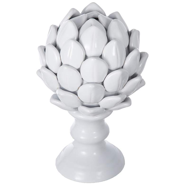 Image 1 9.1" High White Ceramic Artichoke Sculpture
