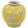 9.1" High Wide Yellow and White  Curved Plum Blossom Vase