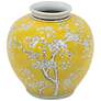 Thumbnail2 of 9.1" High Wide Yellow and White Curved Plum Blossom Vase