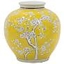 Thumbnail4 of 9.1" High Wide Yellow and White Curved Plum Blossom Vase more views