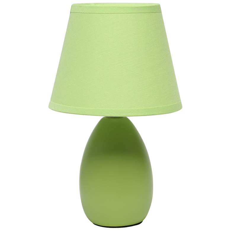 Image 1 9.45" Mini Egg Oval Ceramic Table Lamp with Shade, LED Bulb Included,