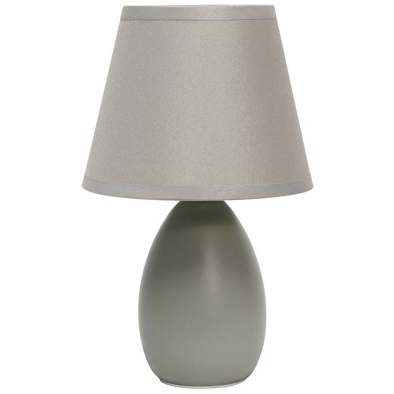Image 1 9.45" Mini Egg Oval Ceramic Table Lamp with Shade, LED Bulb Included,