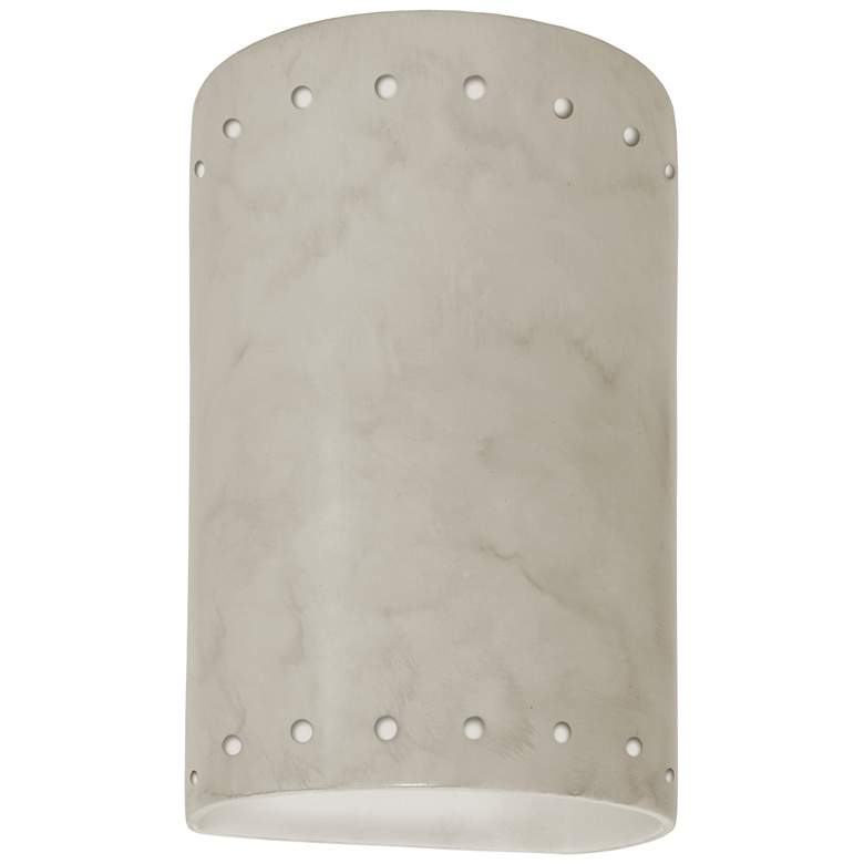 Image 1 9.5 inch Ceramic Cylinder ADA Antique Patina LED Outdoor Sconce w/ Perfs