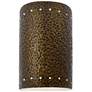 9.5" Ceramic Cylinder ADA Brass LED Outdoor Sconce w/ Perfs