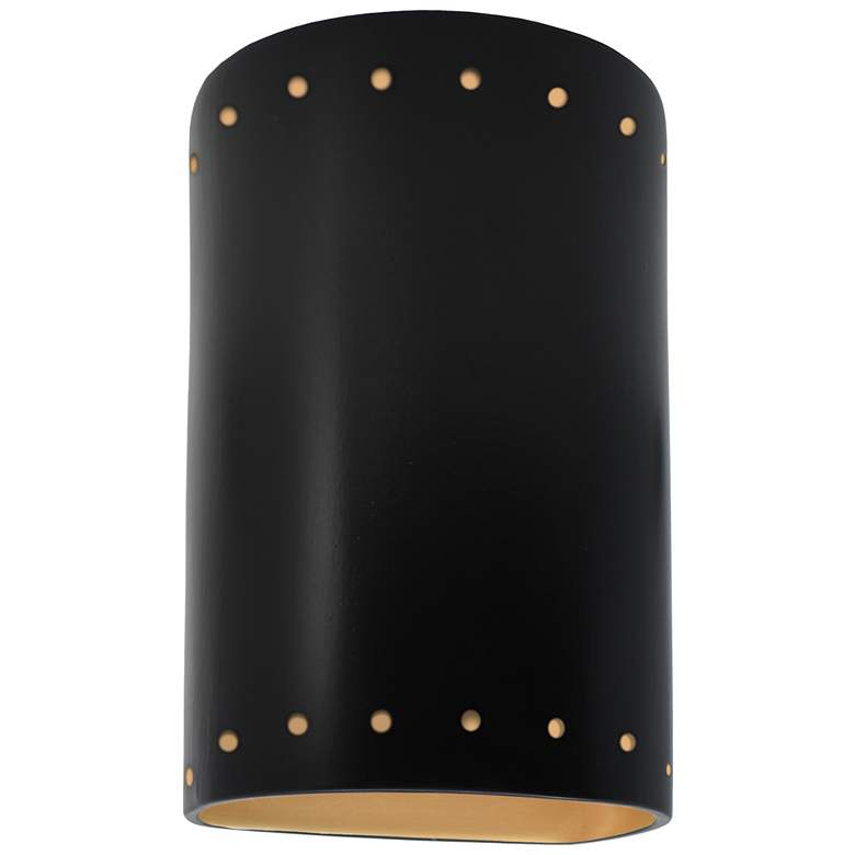 Image 1 9.5" Ceramic Cylinder ADA Carbon LED Outdoor Sconce w/ Perfs