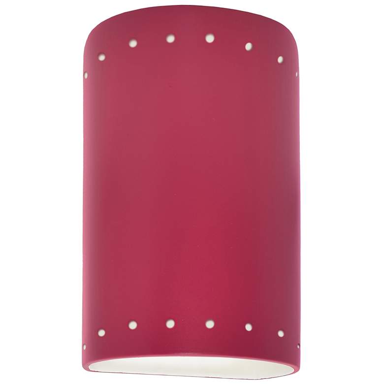 Image 1 9.5 inch Ceramic Cylinder ADA Cerise LED Outdoor Sconce w/ Perfs