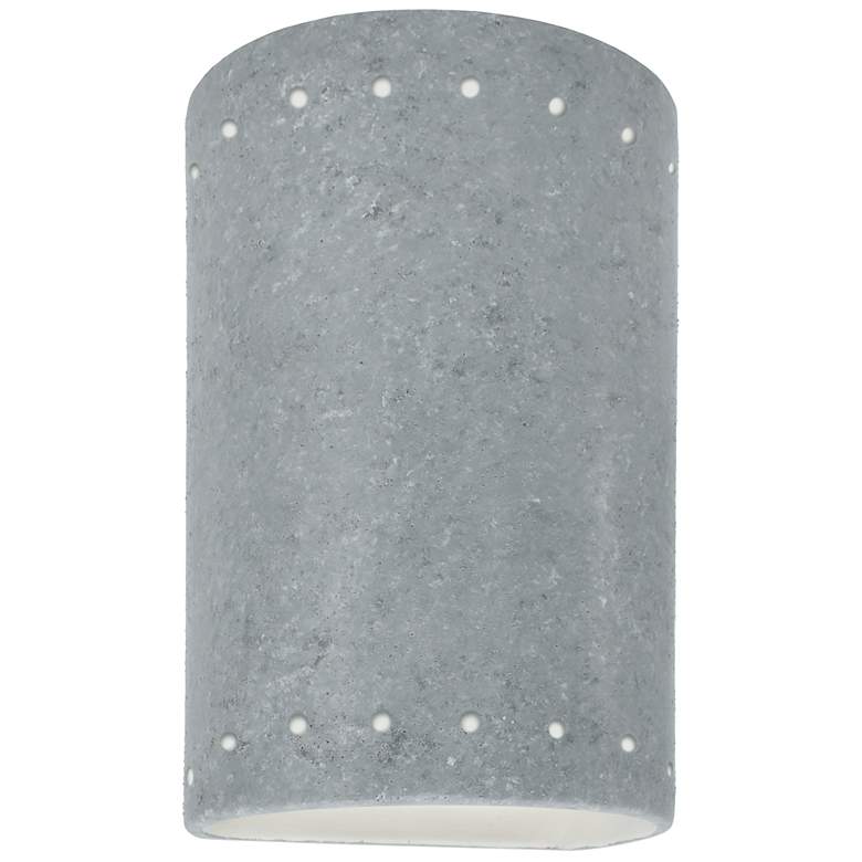 Image 1 9.5" Ceramic Cylinder ADA Concrete LED Outdoor Sconce w/ Perfs