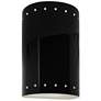 9.5" Ceramic Cylinder ADA Gloss Black LED Outdoor Sconce w/ Perfs