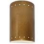 9.5" Ceramic Cylinder ADA Gold LED Outdoor Sconce w/ Perfs
