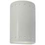 9.5" Ceramic Cylinder ADA Matte White LED Outdoor Sconce w/ Perfs