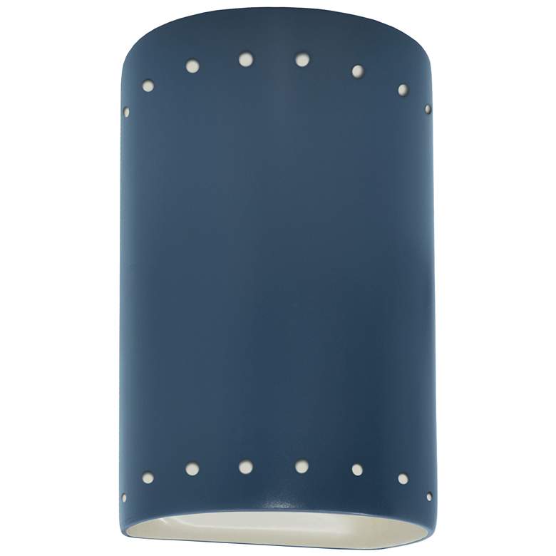 Image 1 9.5 inch Ceramic Cylinder ADA Midnight LED Outdoor Sconce w/ Perfs