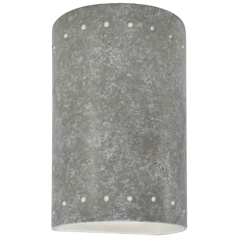 Image 1 9.5 inch Ceramic Cylinder ADA Mocha LED Outdoor Sconce w/ Perfs