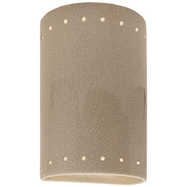 Image 1 9.5 inch Ceramic Cylinder ADA Sienna LED Outdoor Sconce w/ Perfs