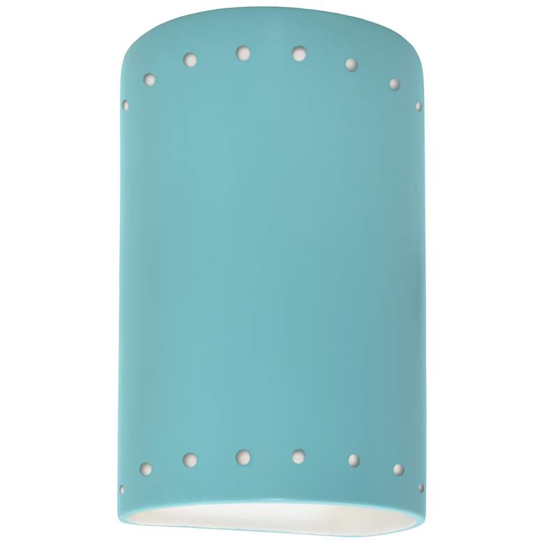 Image 1 9.5" Ceramic Cylinder ADA Vanilla LED Outdoor Sconce w/ Perfs