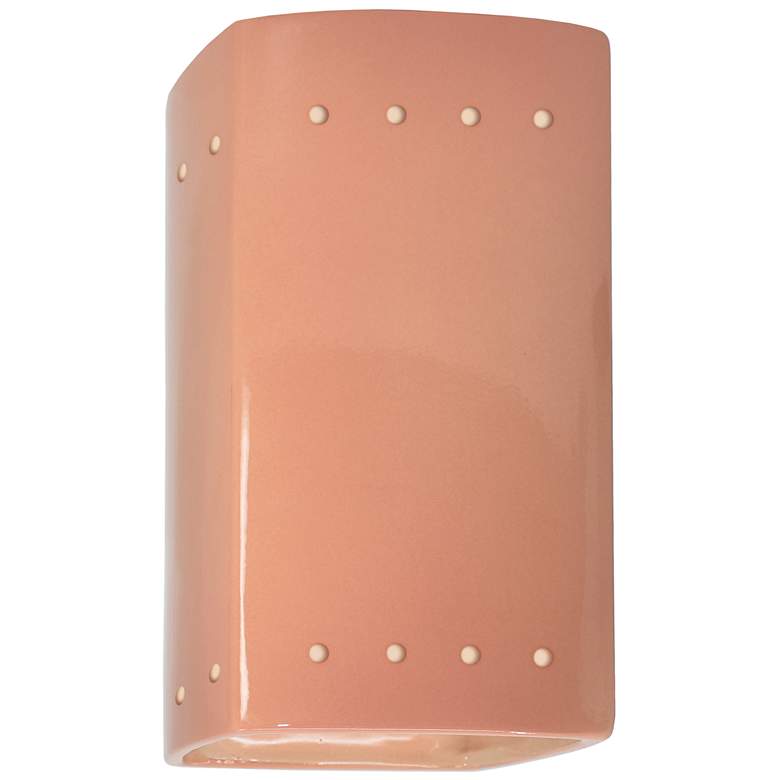 Image 1 9.5 inch Ceramic Rectangle ADA Blush LED Outdoor Sconce w/ Perfs