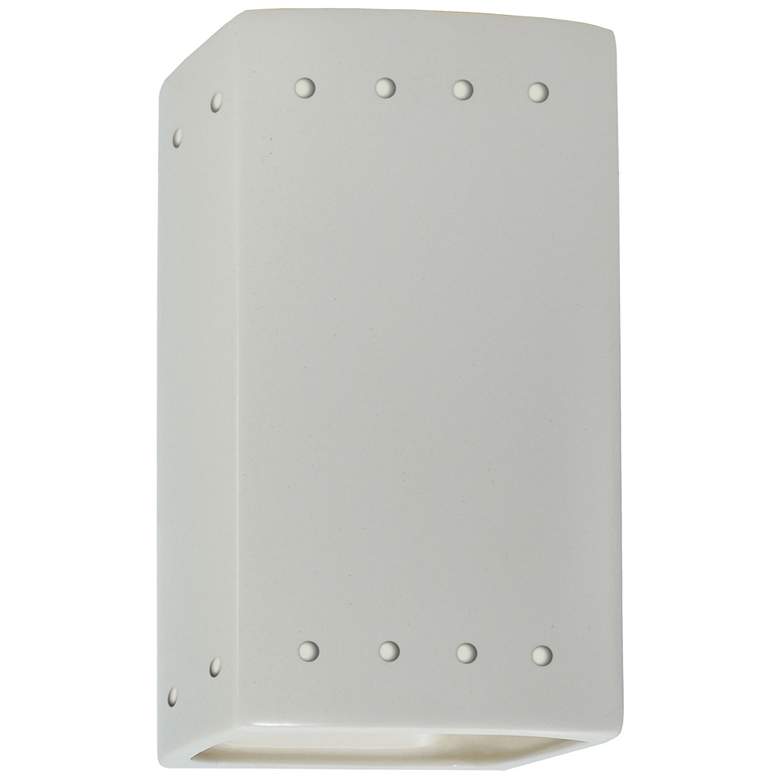 Image 1 9.5 inch Ceramic Rectangle ADA Matte White LED Outdoor Sconce w/ Perfs