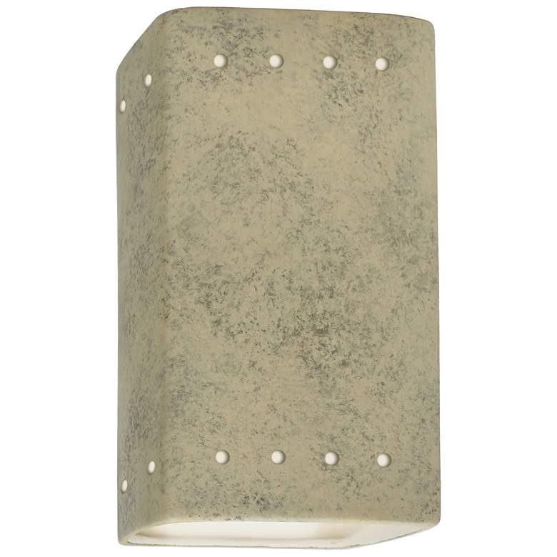 Image 1 9.5 inch Ceramic Rectangle ADA Sand LED Outdoor Sconce w/ Perfs