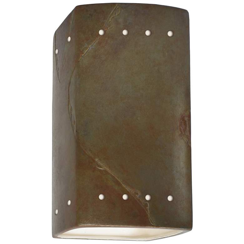 Image 1 9.5 inch Ceramic Rectangle ADA Tierra Red LED Outdoor Sconce w/ Perfs