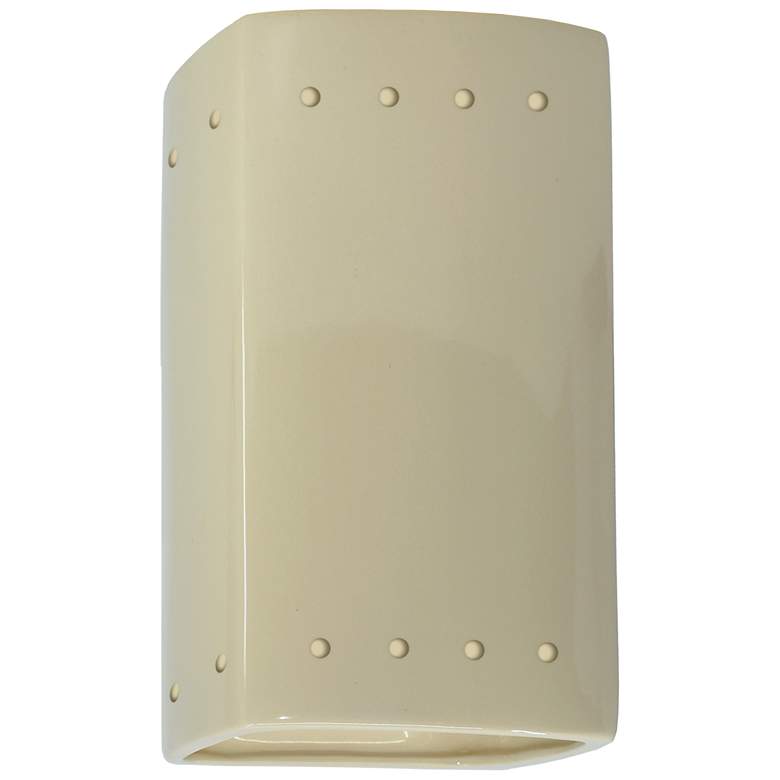 Image 1 9.5 inch Ceramic Rectangle ADA Vanilla LED Outdoor Sconce w/ Perfs