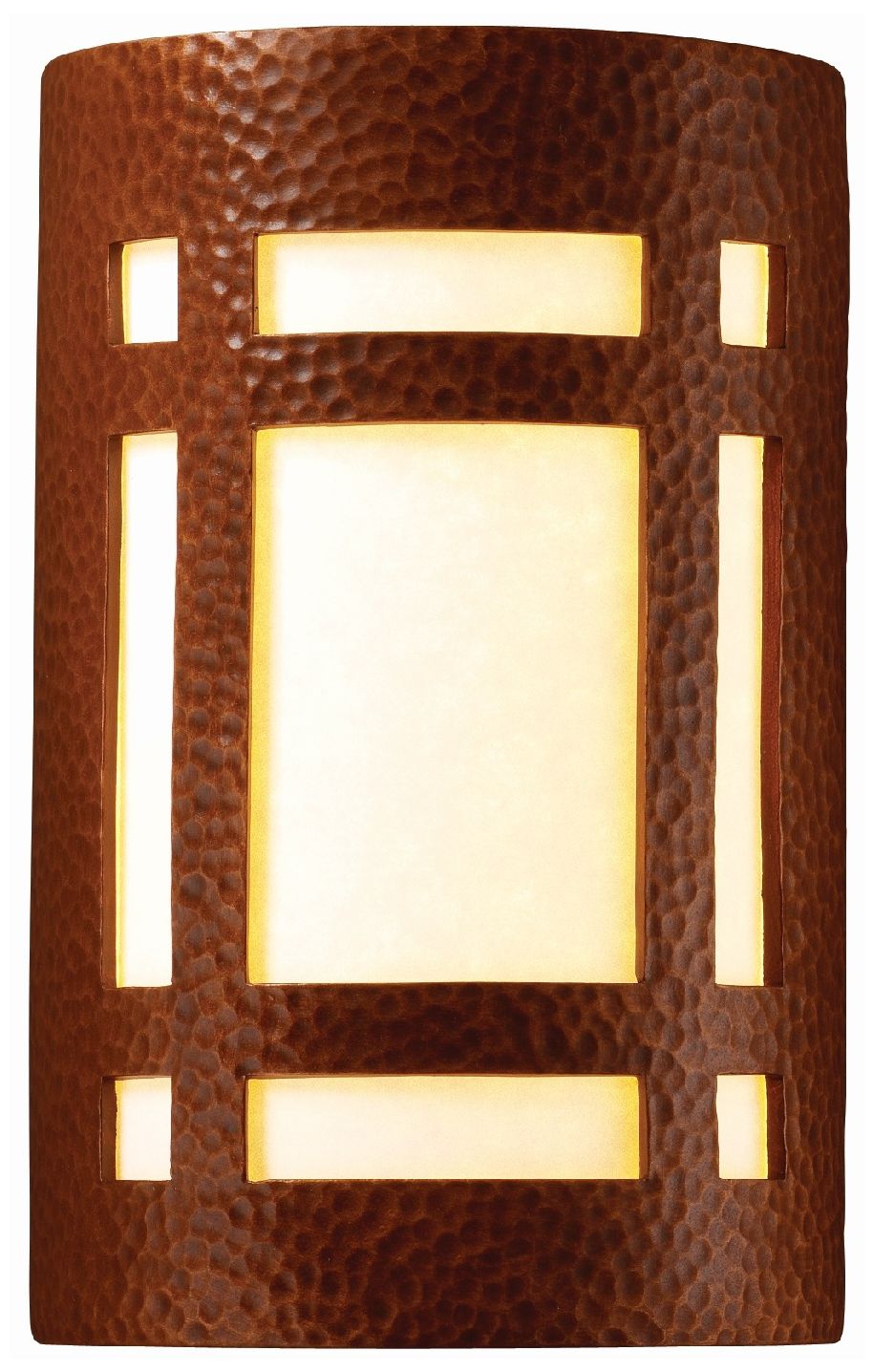 9.5" Hammered Copper Small Craftsman Window ADA Outdoor LED Made to Or