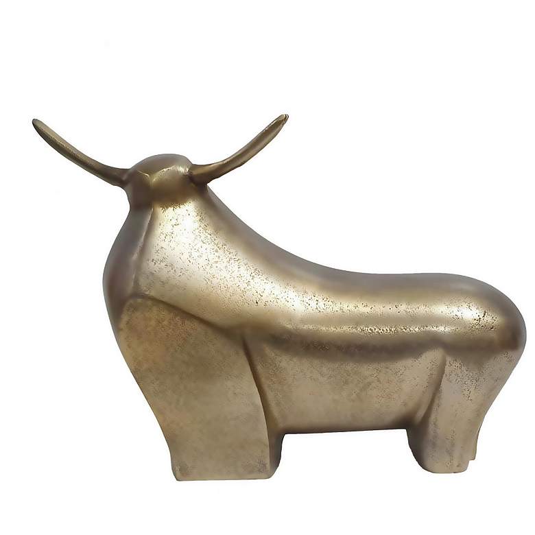 Image 1 9.5" High Large Metallic Gold Bull Figurine