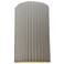 9.5" Matte White/Gold Small Cylinder Pleated ADA Outdoor LED Sconce