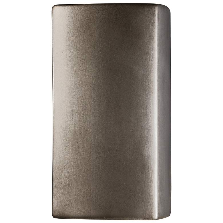 Image 1 9.5"H Closed Top Silver Small Vertical Rectangle ADA Outdoor LED Sconc